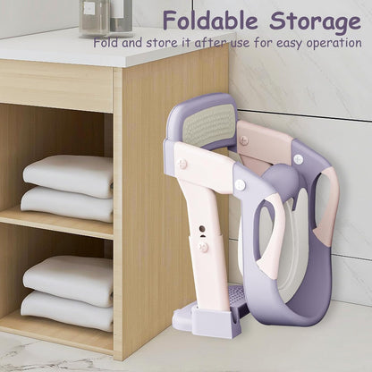 3-in-1 Potty Training Seat with Ladder Toddler Toilet Ladder Kid’s Toilet Chair for Little Boys Girls, with Urinals, Toddler Anti-Slip Step Stool Ladder and Splash Guard - Grey