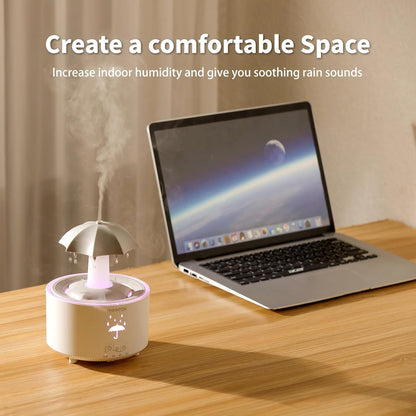 Humidifiers for Bedroom,Aromatherapy Essential Oils Diffuser,Quiet Ultrasonic Clouds and Cool Mist Humidifier, 7 Colors Breathing LED Light,Rotating Umbrella Rain Drops,Ideal Holiday Gifts for Home
