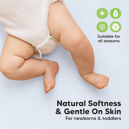 2-Pack Waterproof Crib Sheets for Boys, Girls - 52x28 Fitted Organic Cotton Baby Crib Sheets, Toddler Mattress Protector Cover, Washable, Soft & Durable Baby Bedding Essentials (Blue Flax)