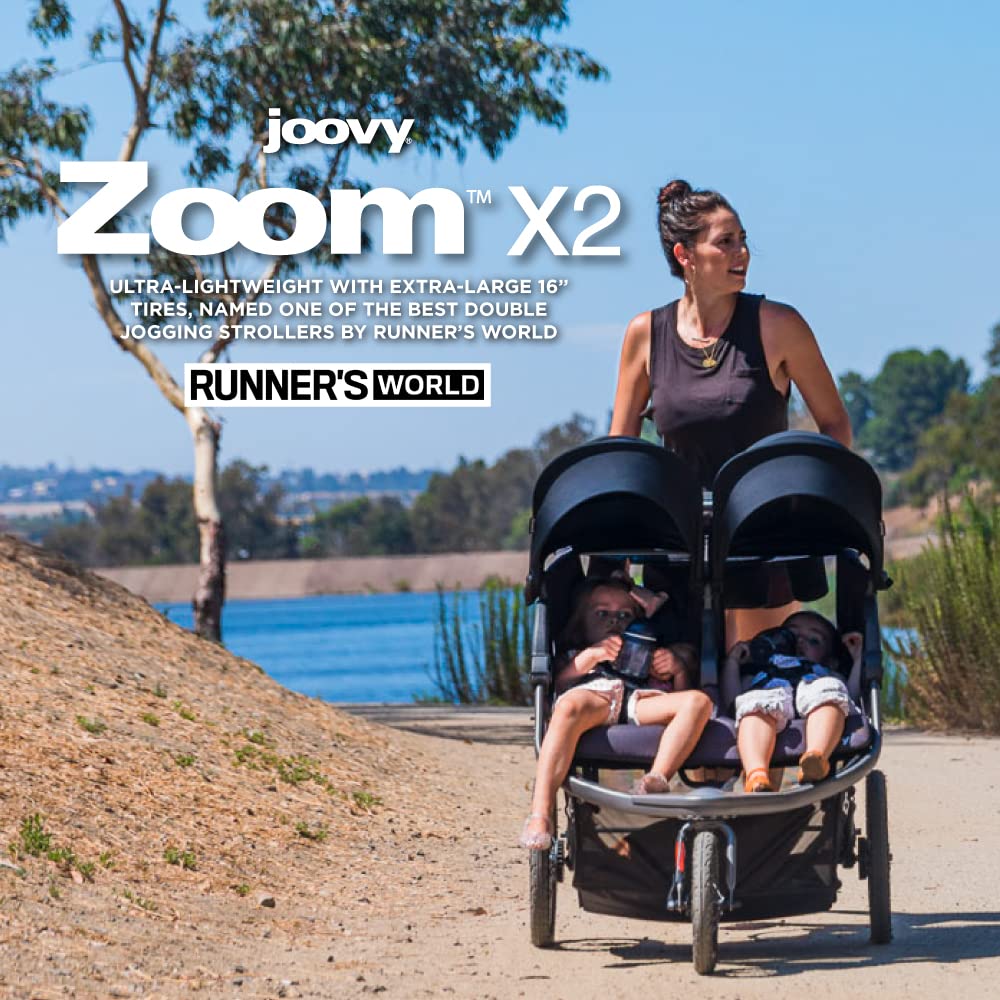 Joovy Zoom360 Ultralight Jogging Stroller Featuring High Child Seat, Shock-Absorbing Suspension, Extra-Large Air-Filled Tires, Parent Organizer, Air Pump, and Easy One-Hand Fold (Black)