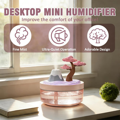 Landscape Night Light Humidifier with 2 Mist Modes, 320mL Large Tank Whisper-Quiet for Baby/Nursery/Office, Portable Mini Air Moisturizer