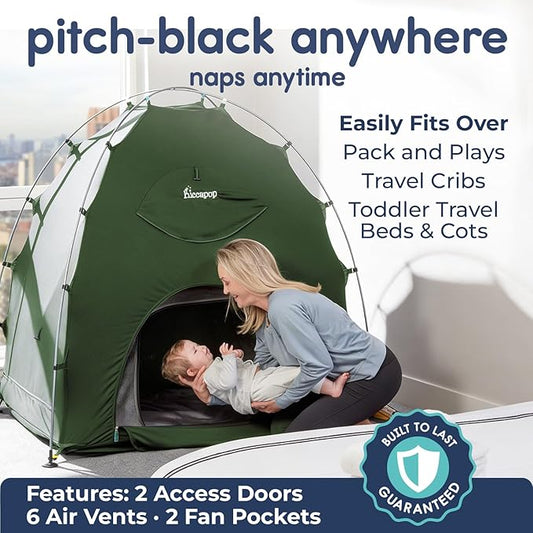 Hiccapop Daydreamer Blackout Tent for Pack and Play, Patented Portable Crib Tent, Blackout Canopy Crib Cover, Sleep Pod for Kids