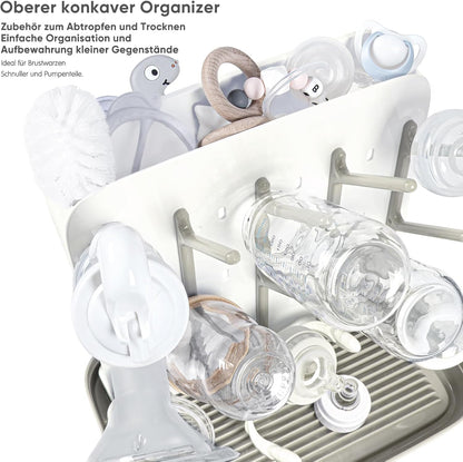 Termichy Baby Bottle Drying Rack: Large Vertical Bottle Dryer Rack Holder - Space Saving Standing Drying Rack for Baby Bottles and Pump Part Cleaning (Gray)
