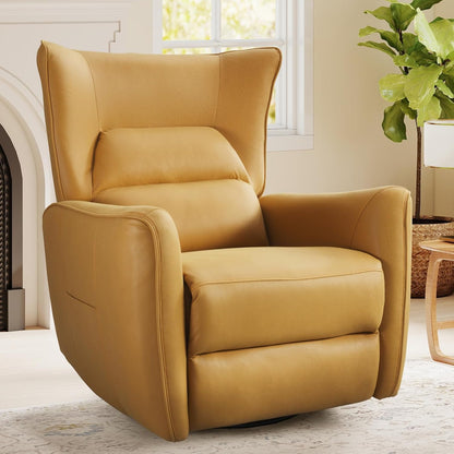 HAOMARKETS Electric Swivel Rocker Recliner Chair, Power Faux Leather Glider Rocking Recliners for Adults,360° Swivel Nursery Reclining Sofa with USB Charging Port, White