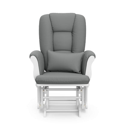 Storkcraft Tuscany Glider with Ottoman (Black/Gray) — GREENGUARD Gold Certified, Bonus Lumbar Cushion Included, Solid Wood Base, Smooth Motion, Award-Winning Nursery Rocking Chair, Glider and Ottoman