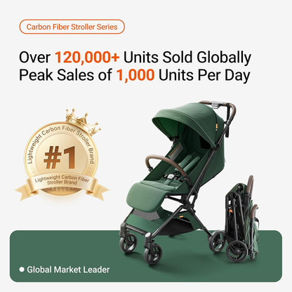 MAMAZING Ultra Air Lightweight Baby Travel Stroller with Carbon Fiber Frame, Compact & Airplane-Friendly, One-Handed Fold, 11.6 lbs, Perfect for Toddlers, Grey