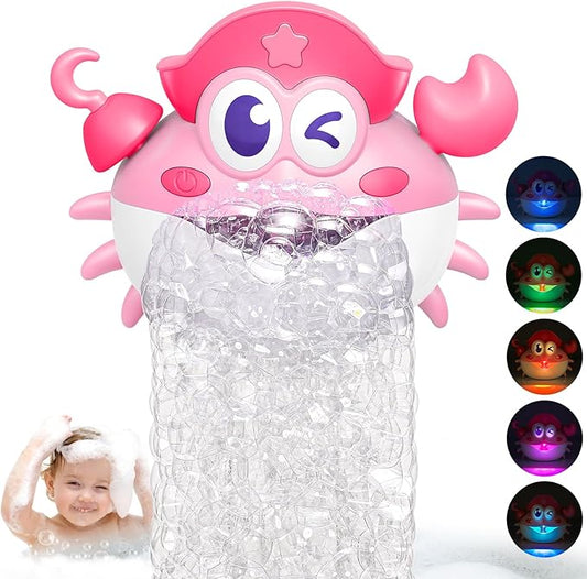 Bath Toys,USB Rechargeable Bubble Machine Light Up Baby Bath Toys Bath Bubble Maker with Colourful RGB Light Great Birthday for Toddler Boys and Girls Tub Toy for Kids Ages 1-3 4-8