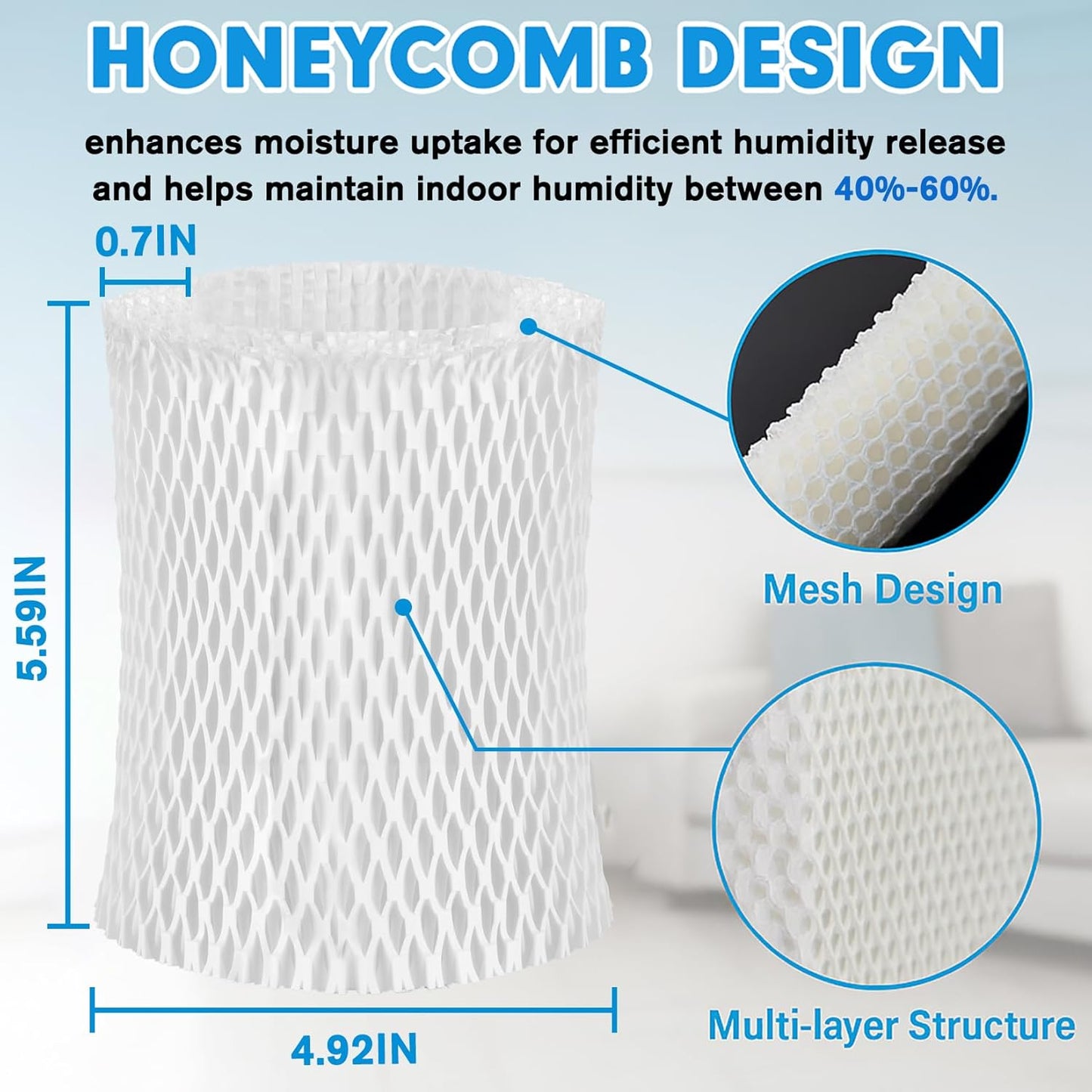 4 Pack Humidifier Wicking Replacement Filter Compatible with Canopy Bedside and Nursery Humidifier, Wood Pulp & Paper Filter