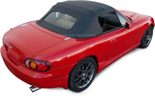 Sierra Auto Tops & Seats Convertible Top for 1990-2005 Mazda Miata MX5 - Black, Cabrio Vinyl - Non-Zippered Replacement with Heated Glass Window - Complete Soft Top in 2 Pieces - No Rain Rail