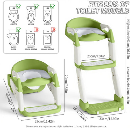 Snugzy Toddler Potty Training Seat 3-in-1 Foldable Potty Training Toilet with Step Stool Adjustable Potty Chair with Urinals (Grey)