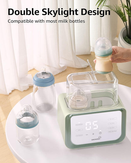 GROWSNY Fast Baby Bottle Warmer, 12-in-1 Milk Warmer with Steam and Water Bath Warming Modes for Breastmilk &Formula, Food Heating,with Thaw, Steri-lize, Egg Boil Function, Fits Most Types of Bottles