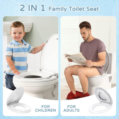 YASFEL Built in Potty Training Toilet Seat for Toddlers, Kids & Adults Biscuit Plastic Toilet Seats Elongated Slow Close with Magnets(Almond, 18.5”)