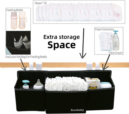 Hanging Baby Diaper Caddy, 3-in-1 Diaper Caddy Organizer Holder For Baby Crib, Nursery Organization Diaper Stacker Storage For Crib, Changing Table-Grey