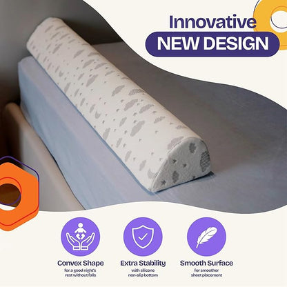 ComfyBumpy Bed Bumper for Toddlers 52" x 5" – Foam Rail Guard with Non-Slip Stability | Safer & More Secure Convex Design | Fits Twin, Full, Queen & King Mattresses