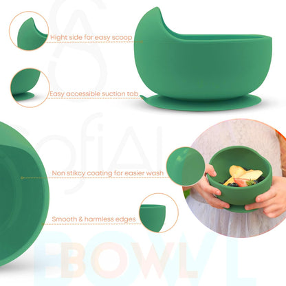 BPA-Free Non-Toxic Silicone Baby Feeding Set – Suction Plate, Bowl, Bib & Cup – 11-Piece Baby Led Weaning Set for Ages 6-18 Months – Eco Gift Bag (Dusty Blue)