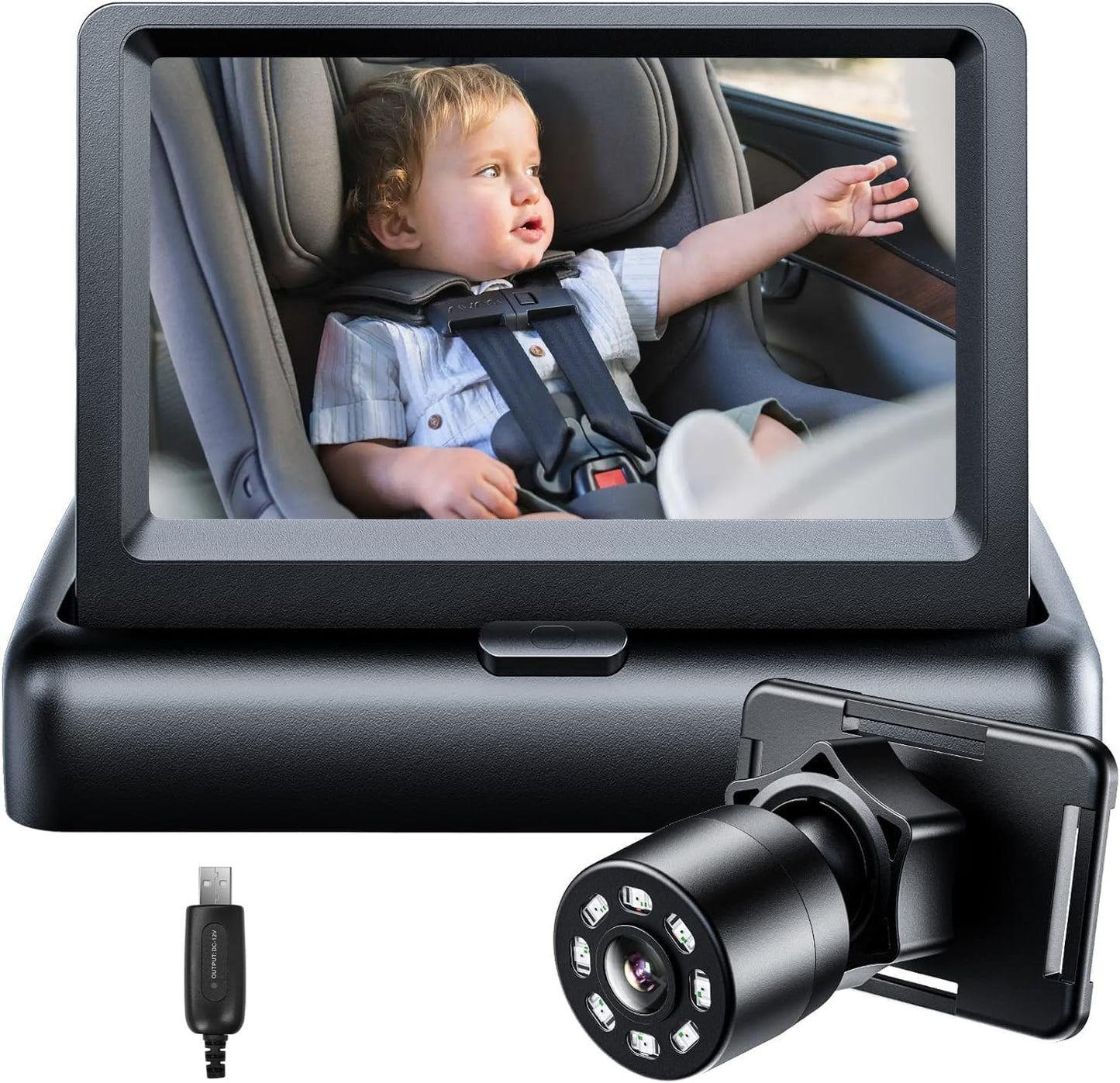 Itomoro Dual Car Camera Baby Monitor, 1080P Baby Car Camera with 2 IR Night Vision, Easily Install with Crystal Clear Wide View for Rear Facing Seat