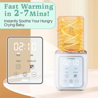 Freebaby Bottle Warmer,Fast Baby Bottle Warmer for Breast Milk & Formula, Accurate Temperature Control,Milk Warmer for All Bottles, Easy to use,24H Keep, Thawing, Sterilizing & Food Heating（Gray）