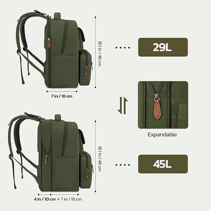 Large Diaper Bag,29L-45L Expandable Diaper Bag Backpack for 2 Kids/Twins Baby Stuff, with Removable Cross Body Bottle Bag for Mom/Dad,Stylish Baby Bag Gift for Boys/Girl-Army Green