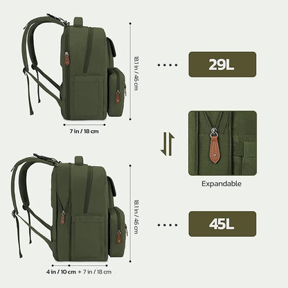 Large Diaper Bag,29L-45L Expandable Diaper Bag Backpack for 2 Kids/Twins Baby Stuff, with Removable Cross Body Bottle Bag for Mom/Dad,Stylish Baby Bag Gift for Boys/Girl-Army Green