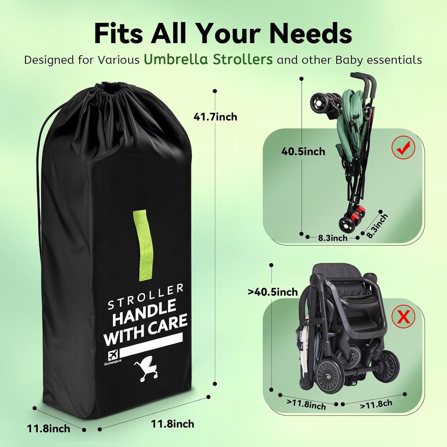 Stroller Bag for Airplane: Airplane Travel Essentials, 46" H x 21" W x 13" D Stroller Cover for Air Travel, Fit Single/Double/Jogging/Baby Stroller Travel System, First Mothers Day Gifts for New Mom