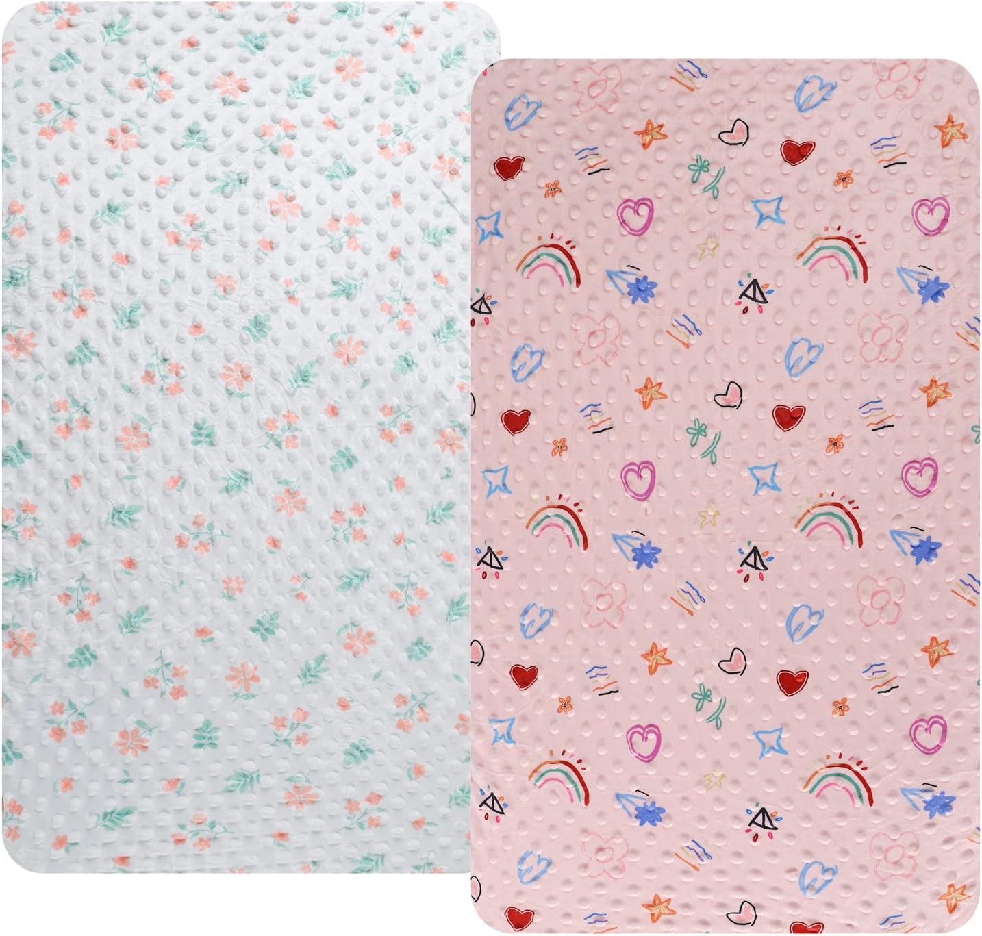 Dot Bassinet Sheet Set 2 Pack Stretch Fitted Bedside Sleeper Bassinet Sheets Sheets,Ultra Soft, for Baby Girls and Boys Light Green Dinosaur