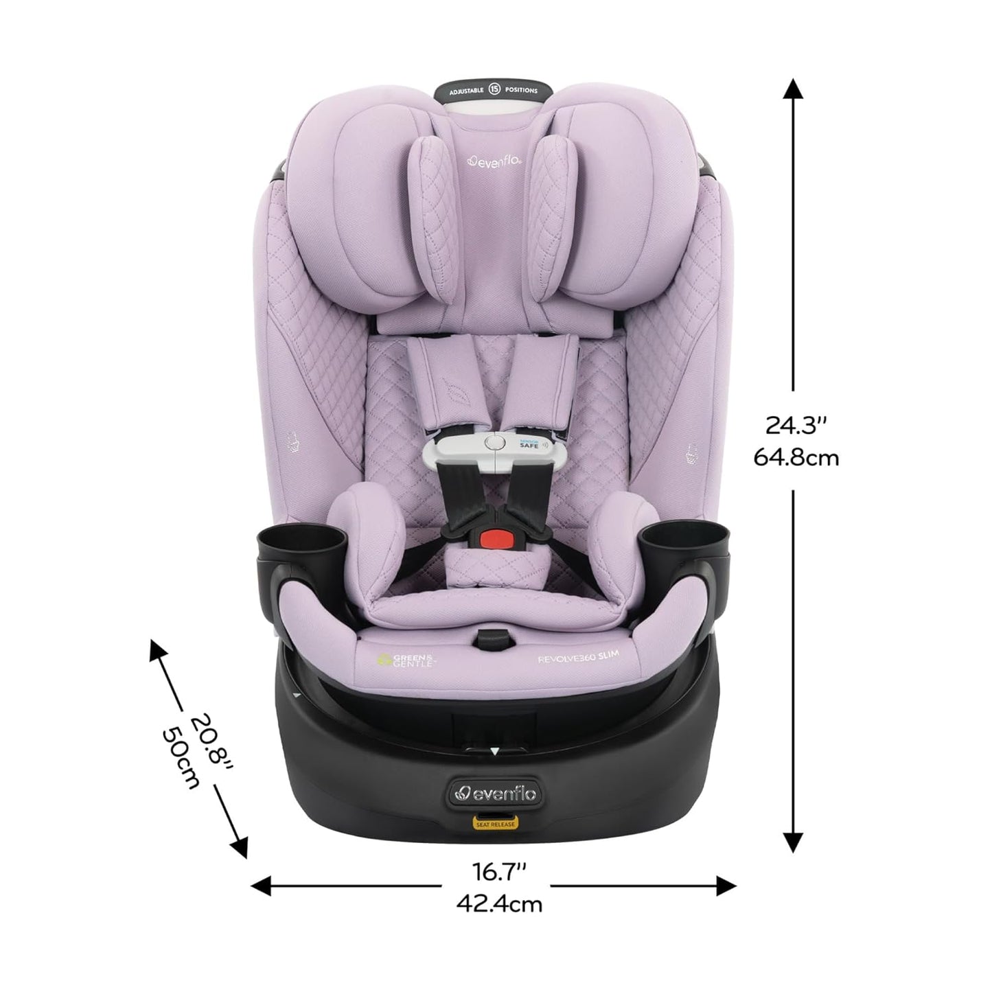 Evenflo Revolve360 Slim 2-in-1 Rotating Car Seat with Green & Gentle Fabric (Travertine)