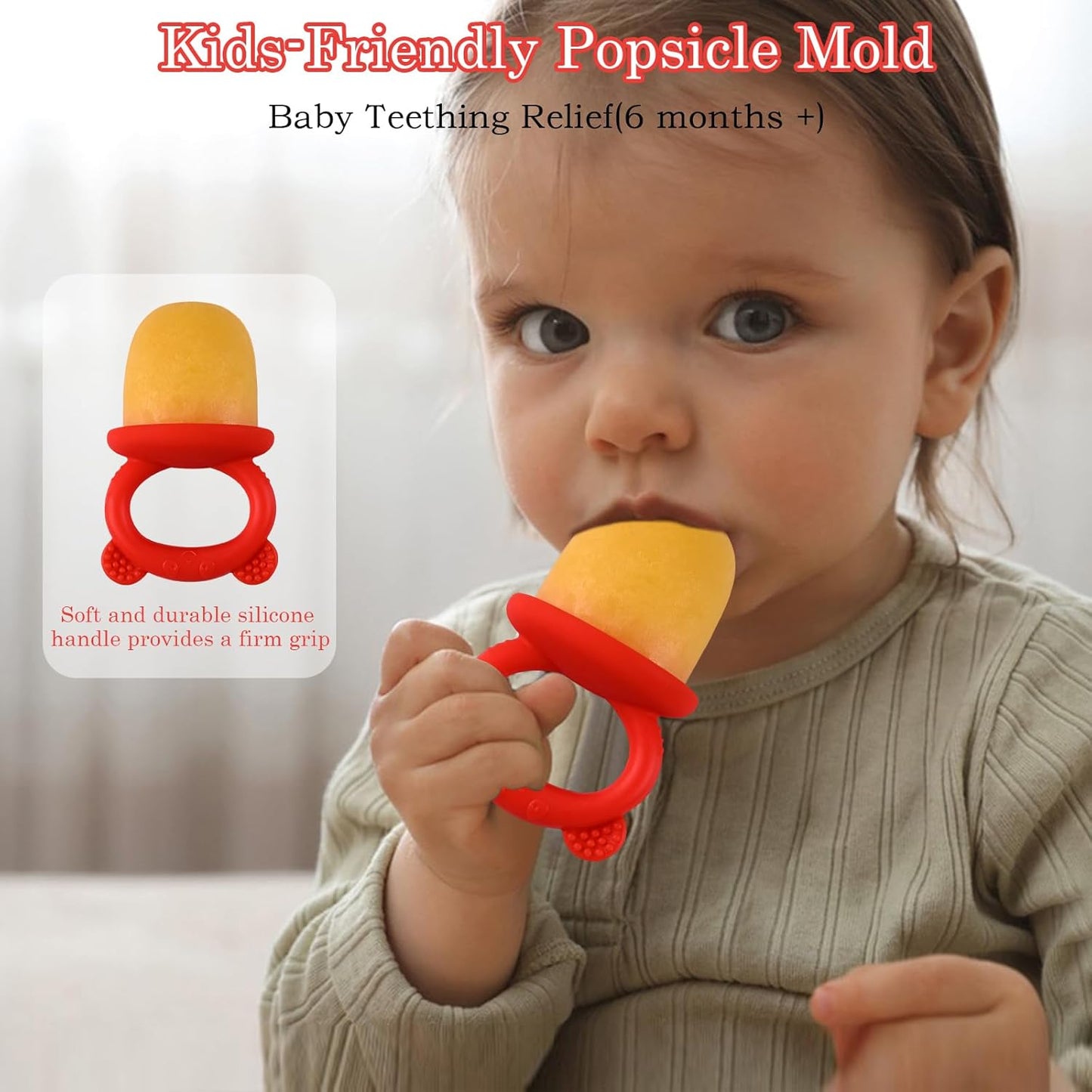 WMKGG Baby Popsicle Molds, Breastmilk Popsicle Molds for Teething Relief with Sticks, Baby Food Freezer Tray, Storage Container for Homemade Food(Grey)