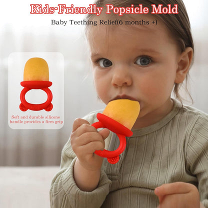 WMKGG Baby Popsicle Molds, Breastmilk Popsicle Molds for Teething Relief with Sticks, Baby Food Freezer Tray, Storage Container for Homemade Food(Grey)