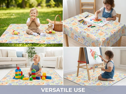 Splat Mat for Under High Chair/Arts/Crafts, Waterproof and Anti-Slip Splash Mat Floor Protector, Washable Highchair Floor Mat, 51 Inch Reusable Messy Mat and Baby Feeding Table Cloth