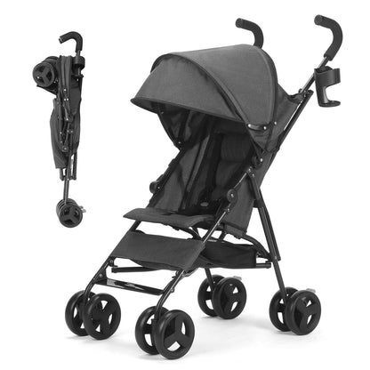 3-36M Convenience Stroller, Lightweight Stroller with Compact Fold, Large Storage Basket, Canopy, Cup Holder, Canopy with Pop Out Sun Visor – Umbrella Stroller for Travel and More (Gray)