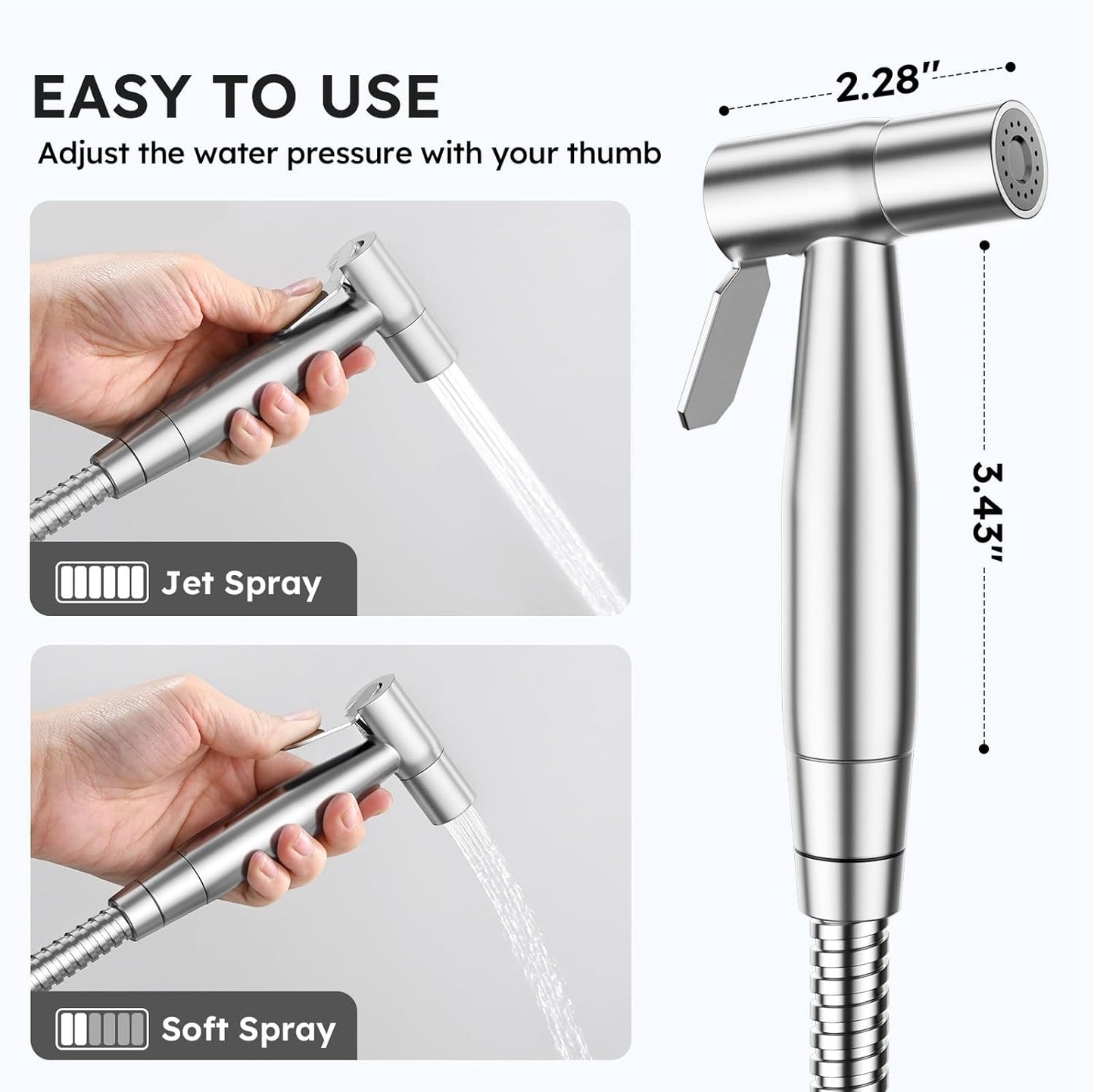 Arofa Handheld Bidet Sprayer for Toilet - 2 Pack Bidets Faucet for Existing Toilets Cloth Diaper Jet Sprayer, Stainless Steel Muslim Shower with Bidet Hose for Feminine Wash