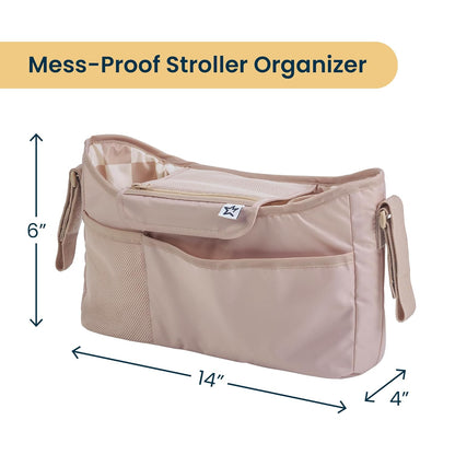 Tiny Twinkle Universal Stroller Organizer with Adjustable Strap - Waterproof Stroller Caddy Fits Baby Jogger, Nuna, Graco, Donna and Bugaboo Strollers（Black）