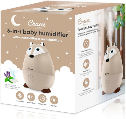 Crane Baby Mini Adorable Snow Owl Baby Humidifier, 0.5 Gal Cool Mist Humidifiers with Aroma Tray and Nightlight, Whisper Quiet Ultrasonic Humidifier for Baby and Toddler Room, Congestion Relief