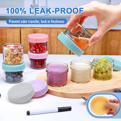 Accguan 16 Pack Glass Baby Food Storage Containers, 4 oz Baby Food Jars with Lids, Baby Food Maker for Microwave & Dishwasher Freezer Safe,BPA Free