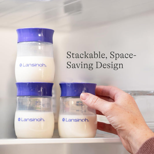 Lansinoh Breastmilk Storage Bottles | 4-Pack 5oz BPA & BPS-Free | Pump-to-Storage Feeding Bottles | Compatible with Lansinoh Breast Pumps and Nipples