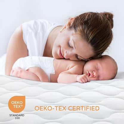 Yoofoss Waterproof Crib Mattress Protector, Quilted Infant Mattress Pad Cover Soft and Breathable, Machine Washable Toddler Mattress Protector for Standard Baby Crib Size 52''x28''
