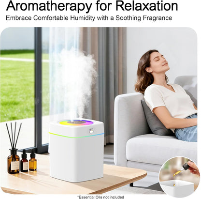 Humidifiers for Bedroom, 25dB Quiet Cool Mist Humidifier for Home, 2L Top Fill Tank for Large Room with 24H Runtime, Carry Handle, NightLight, 12H Auto Shut-off Safety for Nursery/Office/Plants