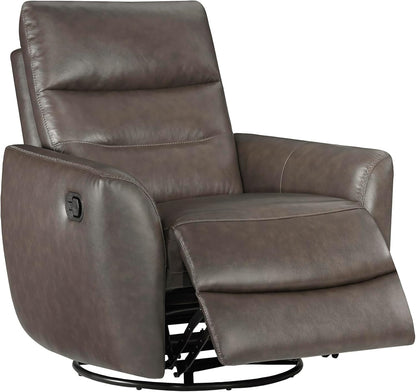 Lexicon 360 Degree Swivel Glider Reclining Chair, Manual Tab Pull Recliner, Leather Match Swivel Glider Recliner with Plush Foam, Sturdy Frame for Living Room/Office/Bedroom, Taupe