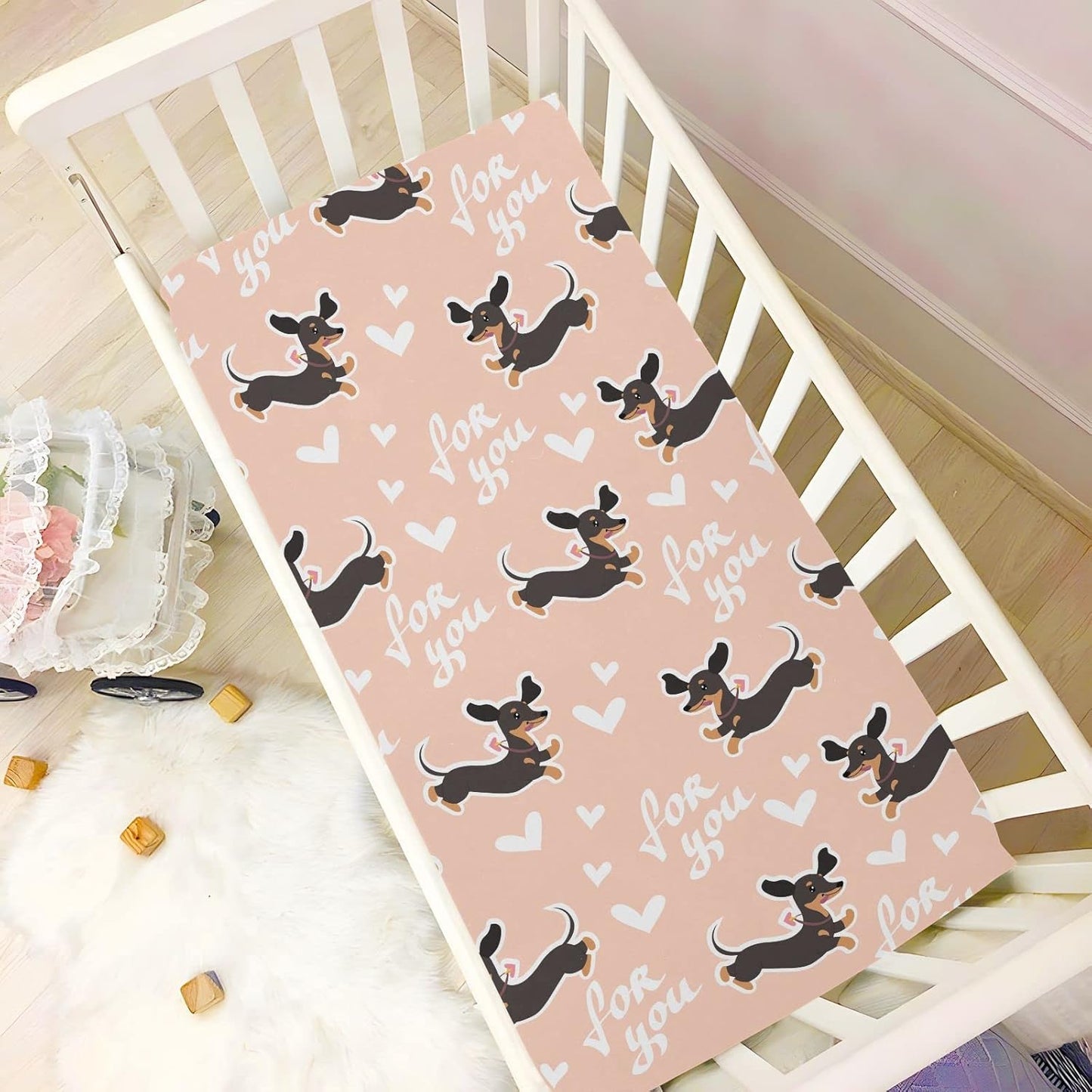 Fall Cute Mushroom Leaves Fitted Crib Sheets Stretchy Portable Playard Sheets for Baby Toddler, Breathable Soft Mini Crib Mattress 52 x 28 in for Boys and Girls