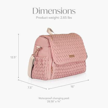 Hannah & Sophia Belle Convertible Baby Diaper Backpack & Bag in Pink Polyester with Classic Style