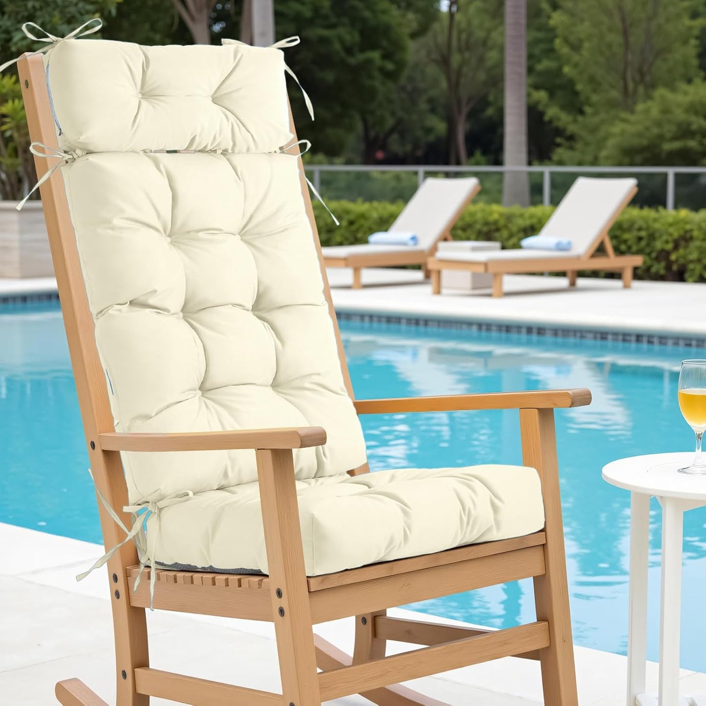 Millsilo Rocking Chair Cushions 3-Piece Set with Neck Pillow, Indoor Rocker Comfortable Tufted Non-Slip Pads with Ties, High-Density Foam Cushion for Adirondack Glider Chair, Orange, 52 x 19 x 4 Inch