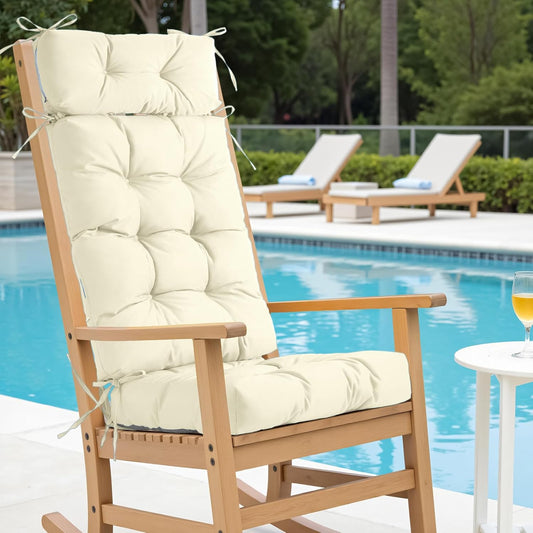 Millsilo Rocking Chair Cushions 3-Piece Set with Neck Pillow, Indoor Rocker Comfortable Tufted Non-Slip Pads with Ties, High-Density Foam Cushion for Adirondack Glider Chair, Orange, 52 x 19 x 4 Inch