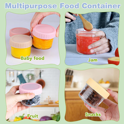 RowinsyDD 32-Pack Leakproof 4oz Glass Baby Food Jars With Lids - BPA Free, Freezer & Microwave Safe