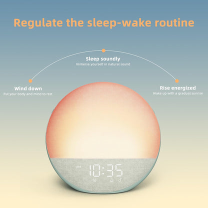 Sunrise Alarm Clock White Noise Machine: Natural Wake Up Light - Dimmable Clock with Bluetooth Speaker for Bedroom - 25 Sleep Sounds for Baby Adults Kids Putty