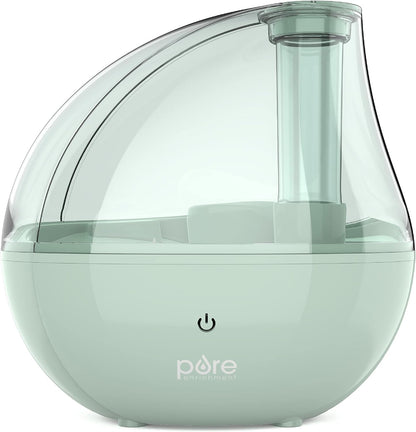 Pure Enrichment MistAire Silver Ultrasonic Cool Mist Humidifier for Bedroom, Office, Nursery & Indoor Plants - Lasts Up to 25 Hours, Whisper-Quiet Operation, Optional Night Light, & Auto Shut-Off