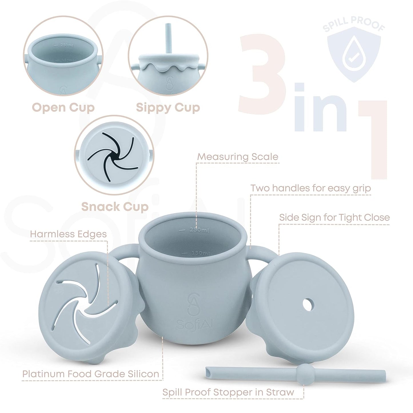 BPA-Free Non-Toxic Silicone Baby Feeding Set – Suction Plate, Bowl, Bib & Cup – 11-Piece Baby Led Weaning Set for Ages 6-18 Months – Eco Gift Bag (Dusty Blue)