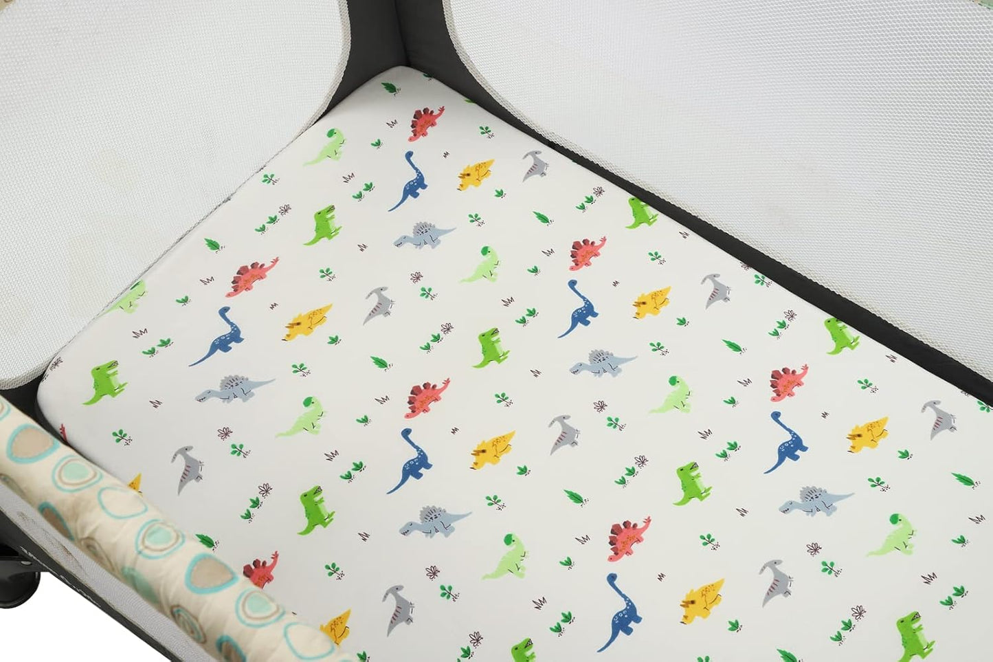 Onacosht Pack and Play Sheets 3 Pack for Baby Boy, Stretchy Jersey Knitted Portable Mini Crib Sheets Playard Mattress Cover, Woodland Animal Elephant Fox Lion Bear Giraffe Zebra Printing