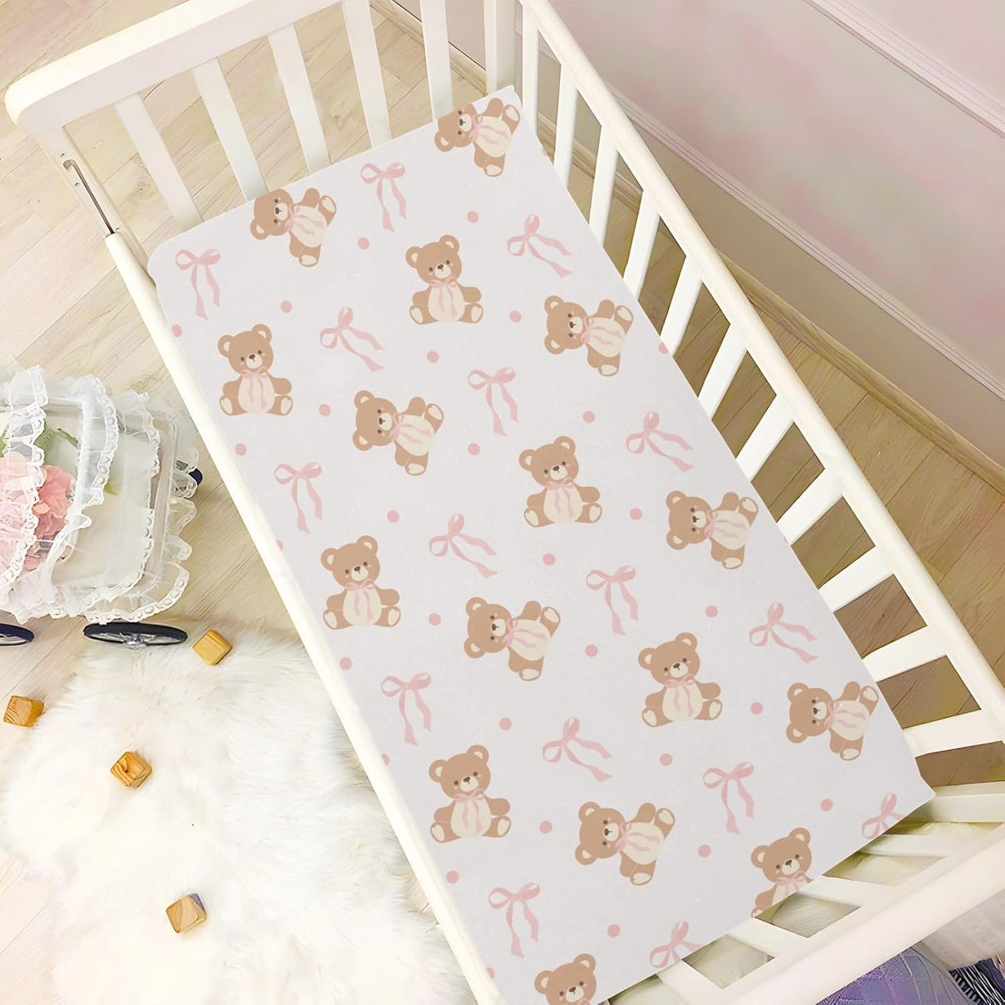Fitted Crib Sheets Cactus and Floral Stretchy Portable Playard Sheets for Baby Toddler, Breathable Soft Mini Crib Mattress 52 x 28 in for Boys and Girls