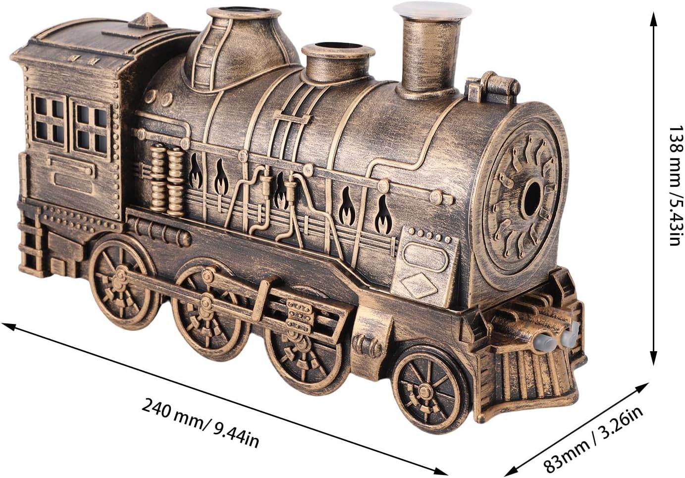 300ml Train Diffusers for Essential Oils, Cool Mist Aromatherapy Diffuser with Dual Nozzles, Quiet Vintage Steam Train Design, 2/8H Timer, for Bedroom, Office, Desktop, Christmas Gift