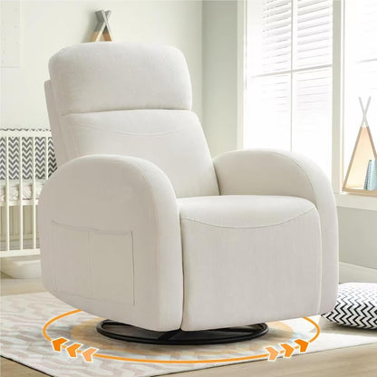 Nursery Glider Recliner, Power Swivel Rocking Recliner with USB & Type-C Port, Swivel Nursering Reclining Rocker with Double Pockets for Living Room, Camel Chenille